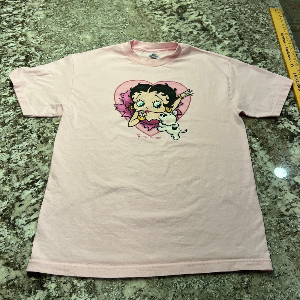 Vintage 2003 Betty Boop Pink Graphic T-Shirt AAA Alstyle Size L 2000s Y2K